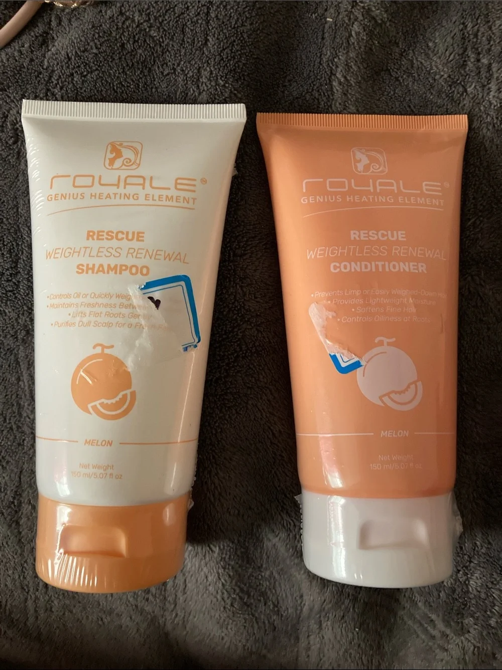 Royale Rescue Weightless Renewal Shampoo & Conditioner Set - Melon (Peach/White)